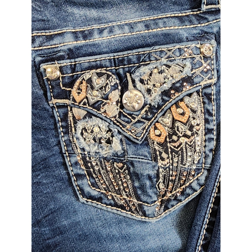 Miss Me Skinny Jeans Women 29 Blue Embellished Pocket Standard Skinny Denim EX